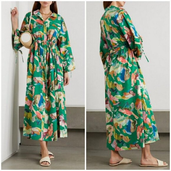 💕ALEMAIS💕 Arlo Shirt Dress ~ Multi-Color Abstract Watercolor Floral Print 8 - Picture 8 of 16